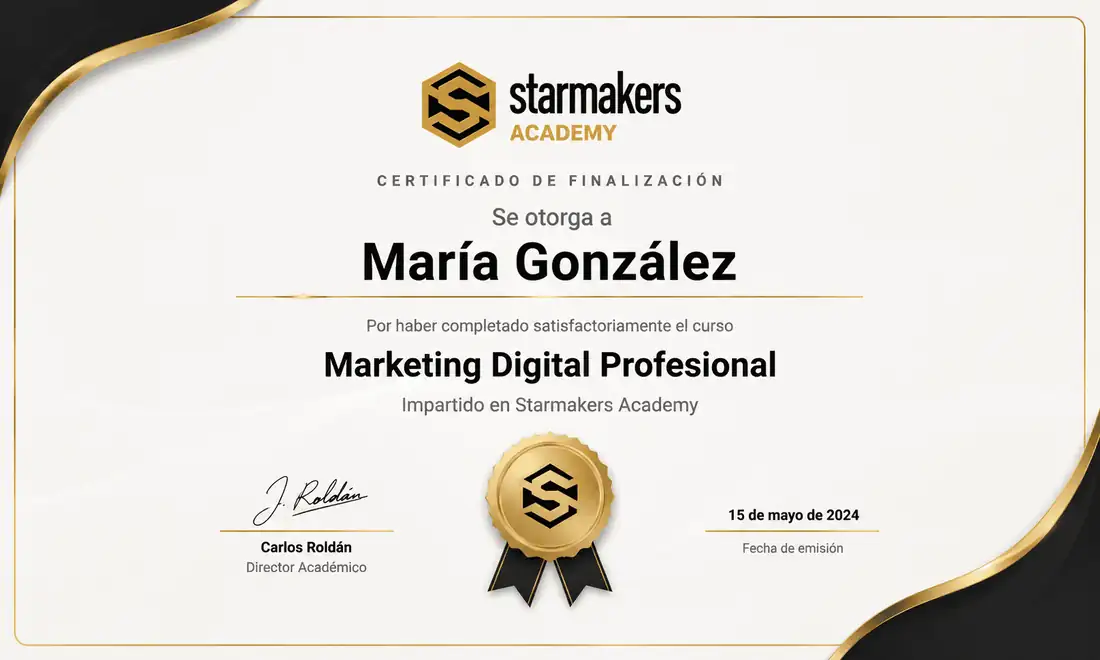 Certificado de finalización personalizado emitido por la plataforma eLearning